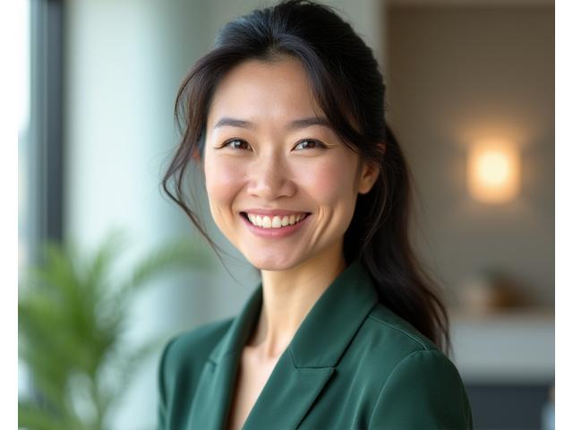 Portrait of Dr. Lisa Chen, a smiling Asian woman with glasses, dressed professionally.
