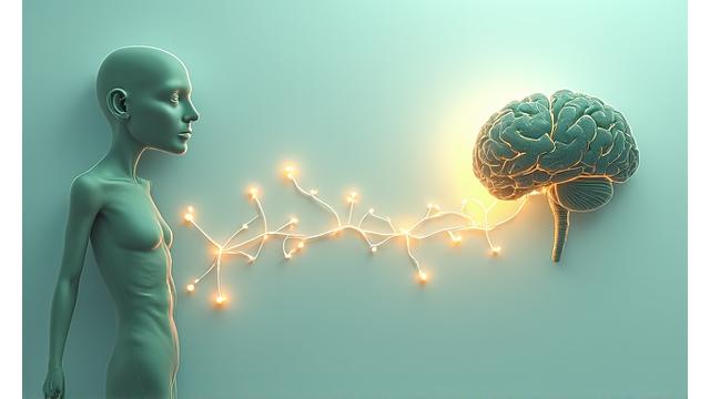 Neural pathways connecting a human brain and digestive system