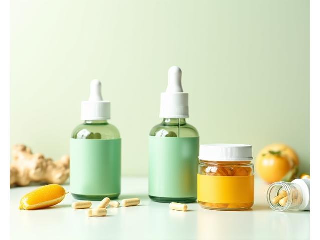 Various wellness supplements and vitamins neatly arranged, indicating personalized supplement suggestions.